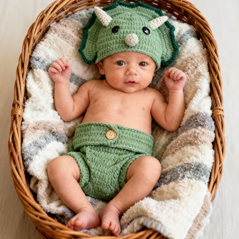 Photography Outfits - 2 pçs crochê dinossauro recém-nascido fotografia